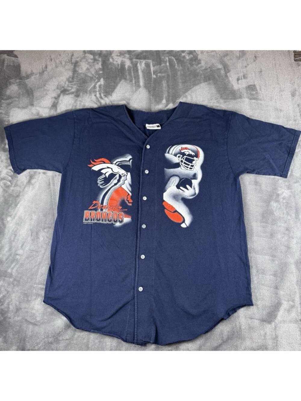 Vintage 1999 Denver Broncos Button Up Jersey Shirt XL Thumbs Up Badger Sport USA